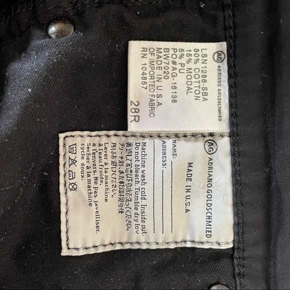AG Adriano Goldschmied “Stevie” (slim, straight) black jeans, 28R - Picture 4 of 7